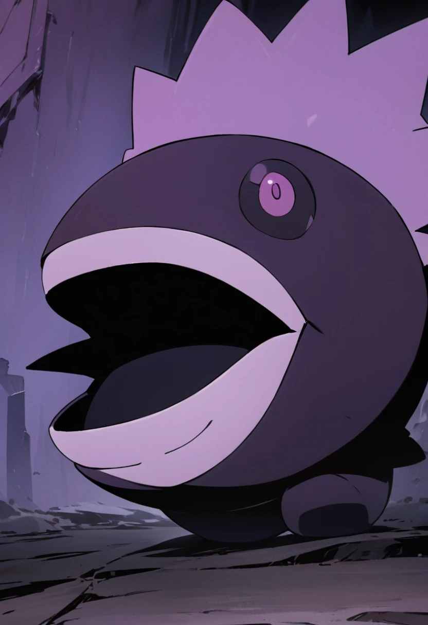 ((masterpiece,Highest quality)), Absurd,
Gengar_Pokemon,  No humans, Pokemon \(Living things\),
alone, smile, View your viewers, 
Purple Theme, Structure of the film,