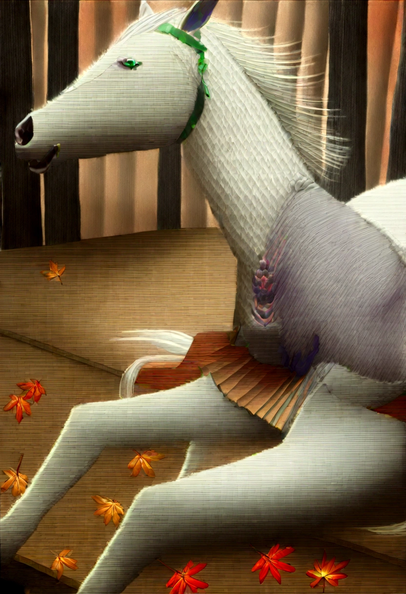 (8K, 16K, The award-winning, best quality, high resolution, Super Detail, Textured Skin, Anatomically correct, Reality, Original Photography, On the table: 1.3), (Princess in a skirt riding a white horse :1.3), White horse running in the autumn forest, Dancing autumn leaves, The Princess is being chased, Escape, Dynamic, A solemn face, The expression of the wind, Path of fallen leaves, Facial details, Finger details,
