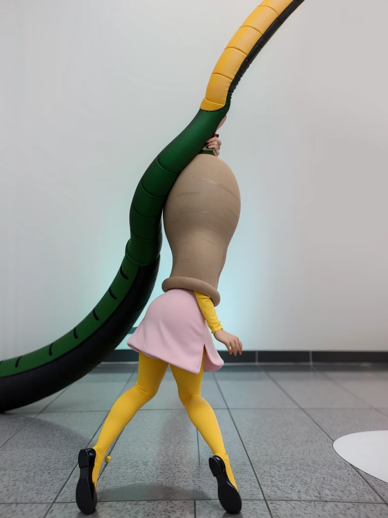 tailvore girl tail suffacation kid girl long hair yellow was sucked by tail