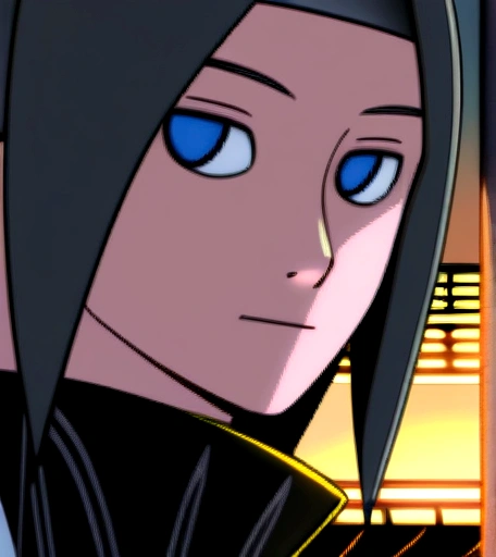 Naruto in a black jacket, Portrait close shot,Night city in the background, High-quality images