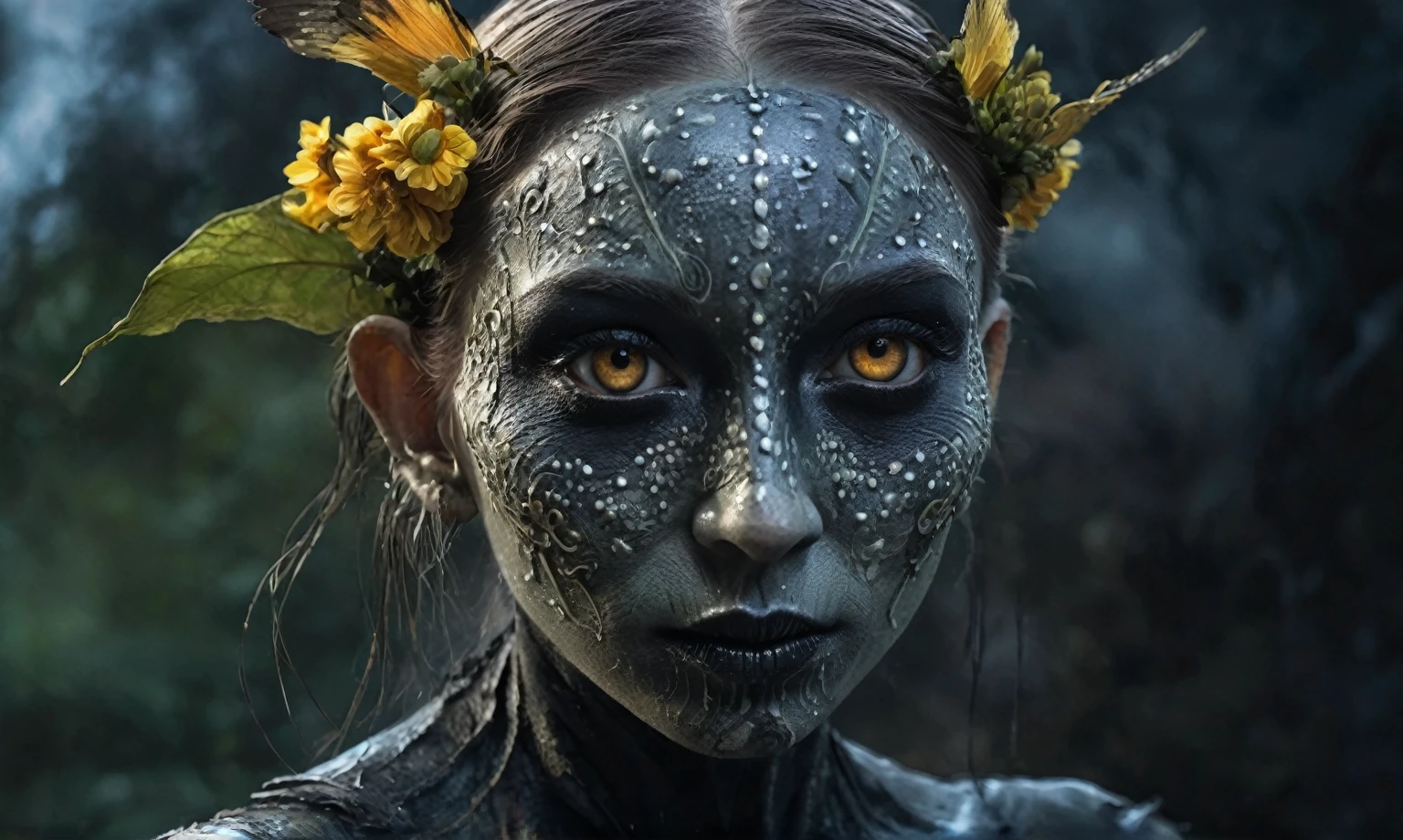 full body length,Magical plant ghost of dead flower, ghost flower,carismatic，Incredible，terror ,extremely detailed,intricate details,eyes extremely detailed, high detailed eyes,16k resolution, realistic humid skin,extremely intricate details,Epic Realistic,face anatomically correct,Ultra HD,HDR, natural skin textures, hyper realism,realistic skin texture, hyper detailed,extremely Realism,Ultra Detailed,body logically correct,full body length shot,beggar graphite Manganite sparas, wants eat,survival in criminal city of future,Cinematic,soft colors, Technicolor,natural skin textures, hyper realism, hyper detailed,Extremely detailed,High contrast,Masterpiece,Realistic,Ultra Detailed, intricate details,realistic humid leather,extremly intricate,Epic Realistic, cinematic style,irina yermolova,high contrast,hdr,extremely detailed, [deep night landscape],masterpiece,intricate details,faded,eyes extremely detailed, high detailed eyes,16k resolution,RAW,retina, Nikon Z9,China,Songbird,orc,Li River in Guangxi Zhuang of China,tkt style, Pisces, pointed ears，perfect, ginger，transition between two art styles, Ink painting to photorealism, Double contact, X-ray, Creative, vivid light, masterpiece, fantasy, Abstract, Surrealism, super detailed, high resolution, stop:35,(((creature with a spectral and ghostly appearance)). Her skin is pale, almost translucent.wears dark, torn clothes that float around him, as if permeated by an aura of mourning. Its appearance is complemented by details such symbols of gothic elements, further emphasizing its dark air. is haunted and tormented entity,pixar movie still,