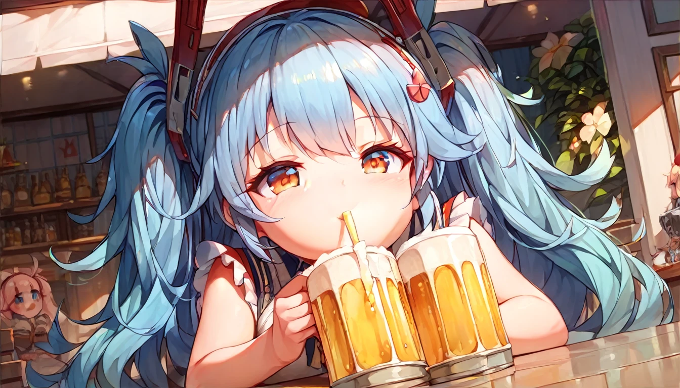 ((1girl:1.3)), ((moe style:1.3)), laffey (azur lane), ((beer:1.3)), ((drinking:1.3)), ((perfect face)), ((extremely cute:1.3)), ((masterpiece:1.3)), ((8k)), ((best quality:1.3)), ((beautiful)), ((extremely detailed:1.3)) , ((absurdres)), AddXL, ((score_9:1.3)), ((score_8_up:1.3)), ((score_7_up:1.3))