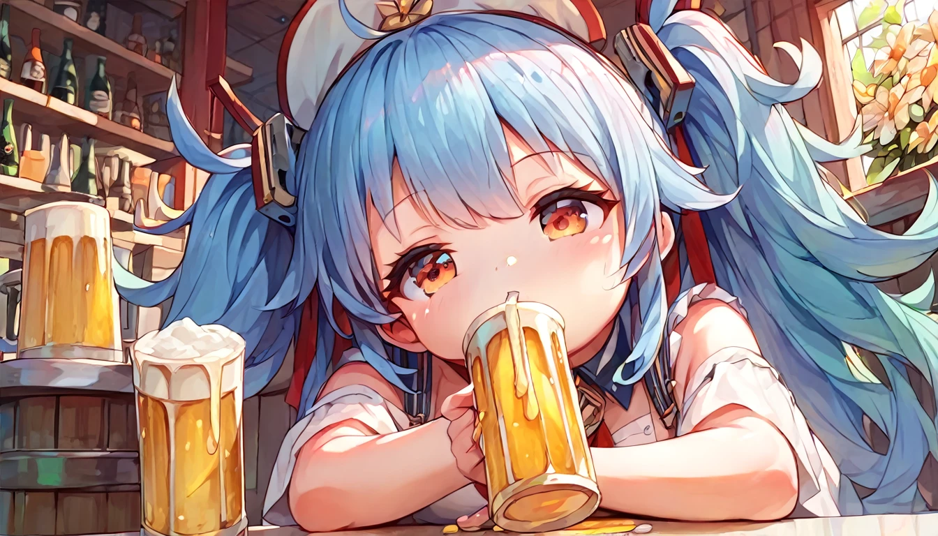((1girl:1.3)), ((moe style:1.3)), laffey (azur lane), ((beer:1.3)), ((drinking:1.3)), ((perfect face)), ((extremely cute:1.3)), ((masterpiece:1.3)), ((8k)), ((best quality:1.3)), ((beautiful)), ((extremely detailed:1.3)) , ((absurdres)), AddXL, ((score_9:1.3)), ((score_8_up:1.3)), ((score_7_up:1.3))
