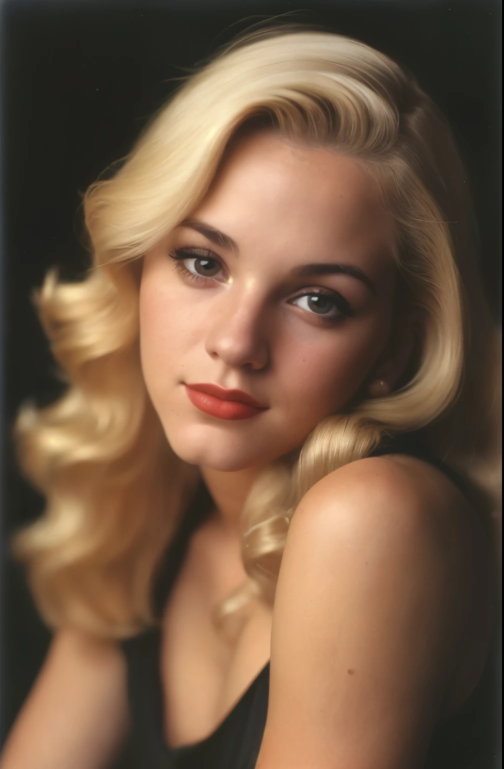 (full body, editorial photograph of a 20 yo woman from the 1940's), (highly detailed face:1.4) (smile:0.7) (background street, black dress, blond hair, moody, private study:1.3) POV, by lee jeffries, nikon d850, film stock photograph ,4 kodak portra 400 ,camera f1.6 lens ,rich colors ,hyper realistic ,lifelike texture, dramatic lighting , cinestill 800,
