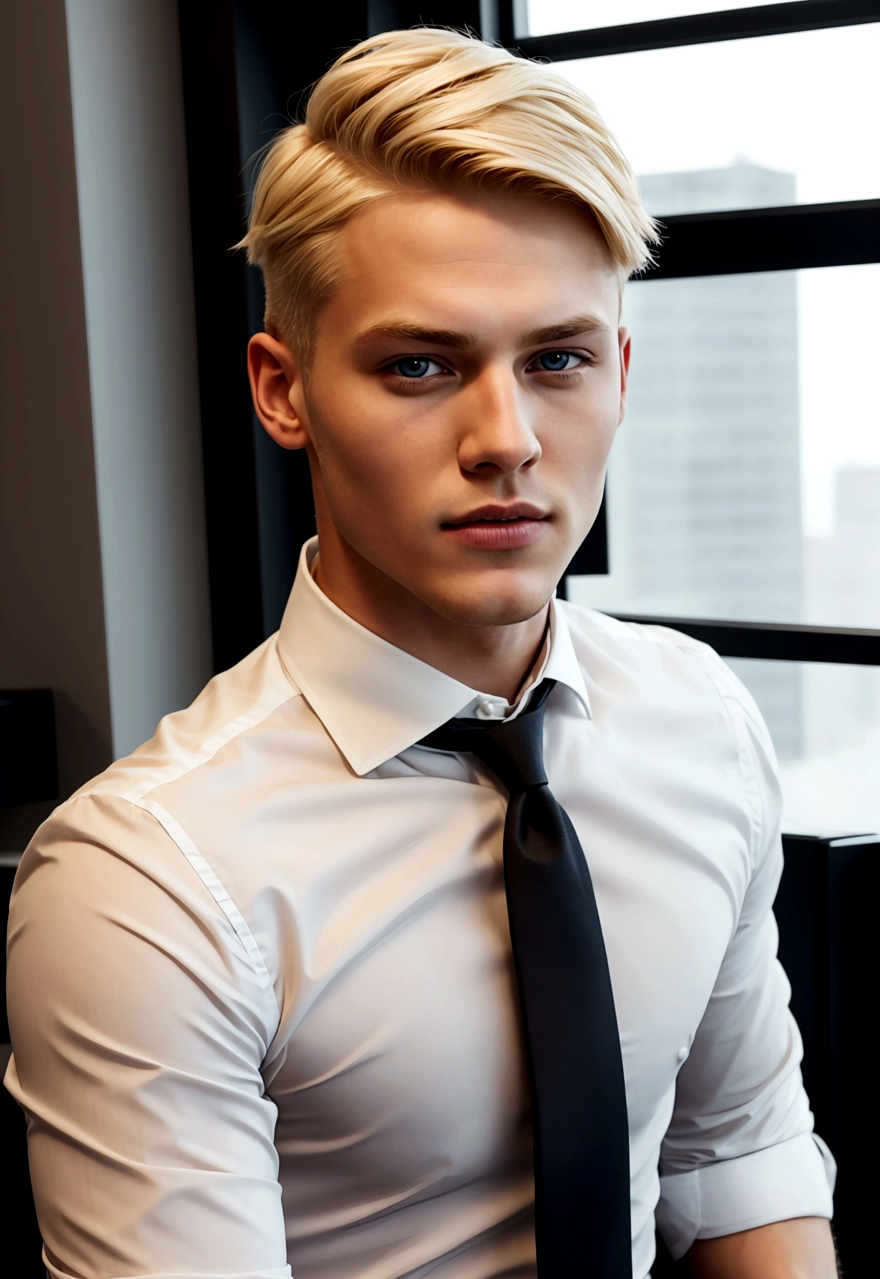young masculine german short blonde hair, businessman horny