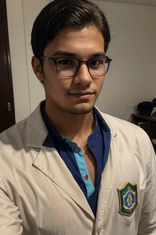    a cool student, (male), short hair, thin smile, wearing narrow mental rimmed glasses, left ear earring, wearing a gray jacket, plain white t-shirt, black jeans,((green background)),(style anime), (cinematic lighting), (ray tracing), ((reflected light)), ((half body shot)), atmospheric perspective, masterpiece, accurate, ((best quality)), high quality, super detailed, high detail , anatomically correct , High resolution, 1080p,