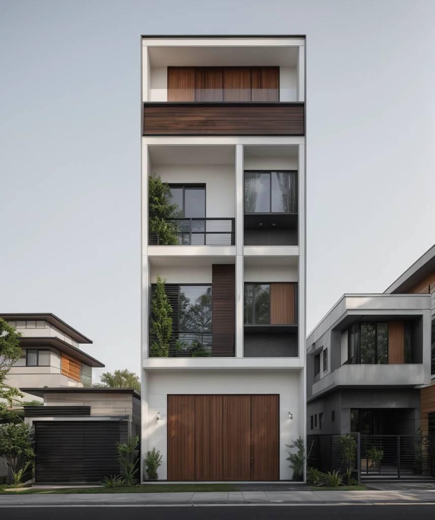 rendering of a modern house with a car parked in front of it, concept house, inter dimensional villa, urban house, frontview, wit studio, wide angle exterior 2022, mid-view, exterior design, modern lush condo as shopfront, contemporary house, realistic concept, architectural render, conceptual, detailed wide shot, all white render, mixed development