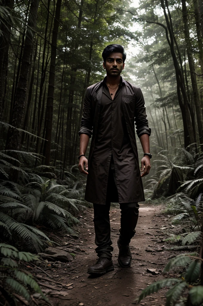 As he entered the forest, an eerie silence surrounded him. He felt as if something was watching his every move. Overcoming his fear, Arjun pressed on.
