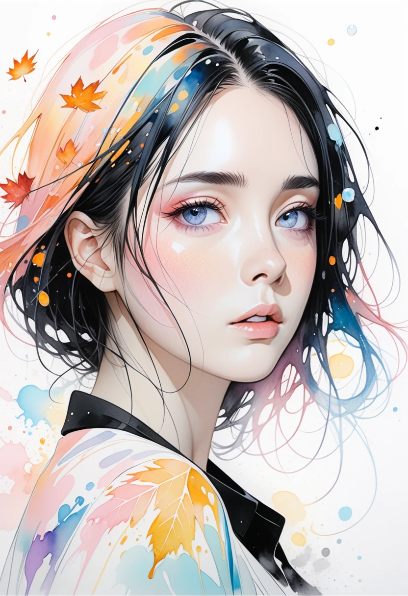 Colorful, multiple colors, intricate detail, splash screen, photorealistic, intricately detailed fluid gouache painting, calligraphy, acrylic, watercolor art,
Masterpiece, best quality, 1girl,  <lora:kwFemale_Beta40-SDXL_v1:1>