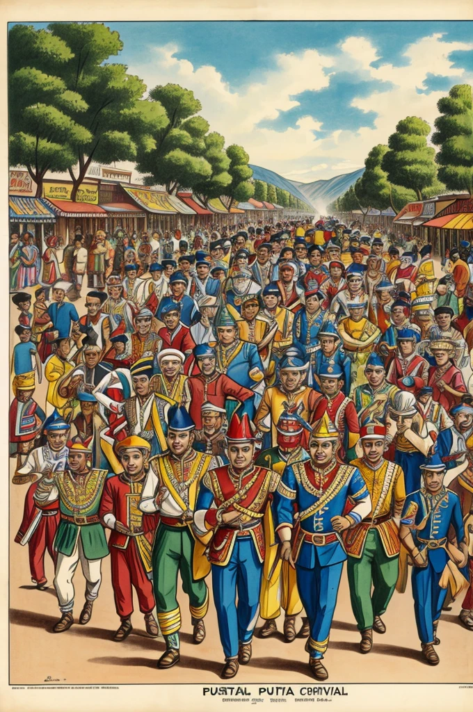 Cartoon of men at putusi carnival 