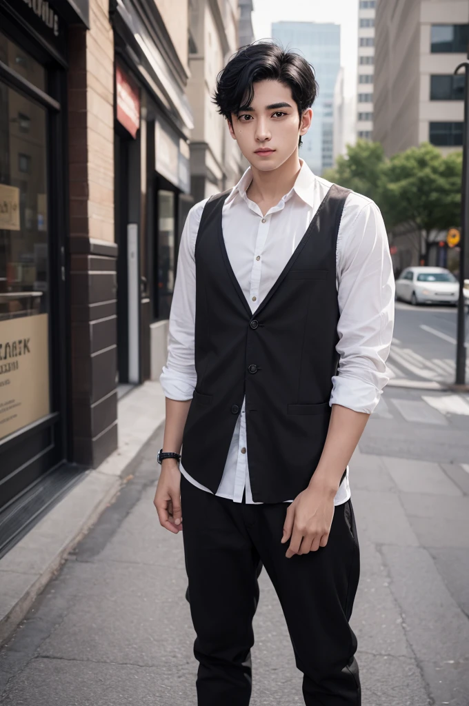 "I am a young man of average height, with black hair and dark eyes."