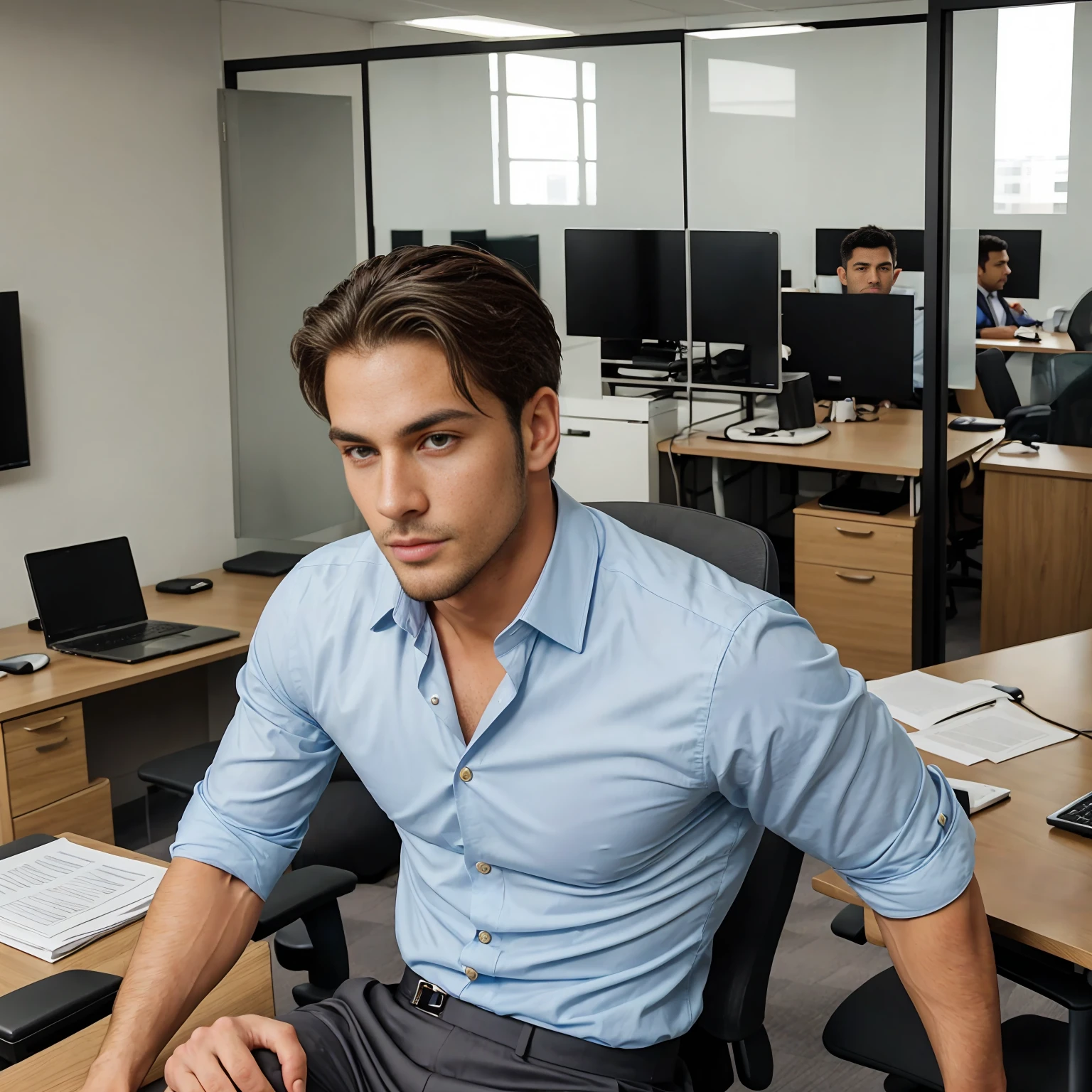handsome men , office room