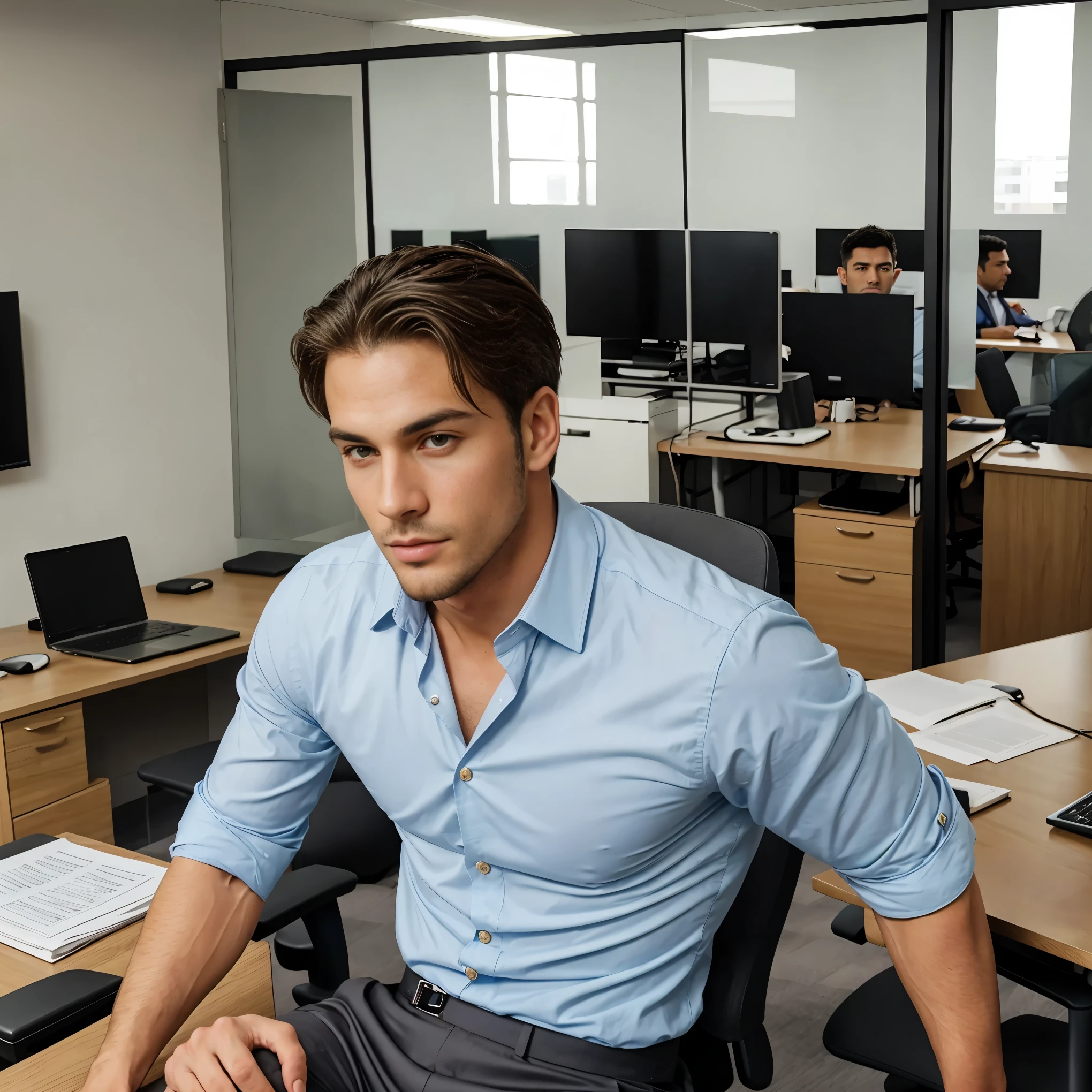 handsome men , office room