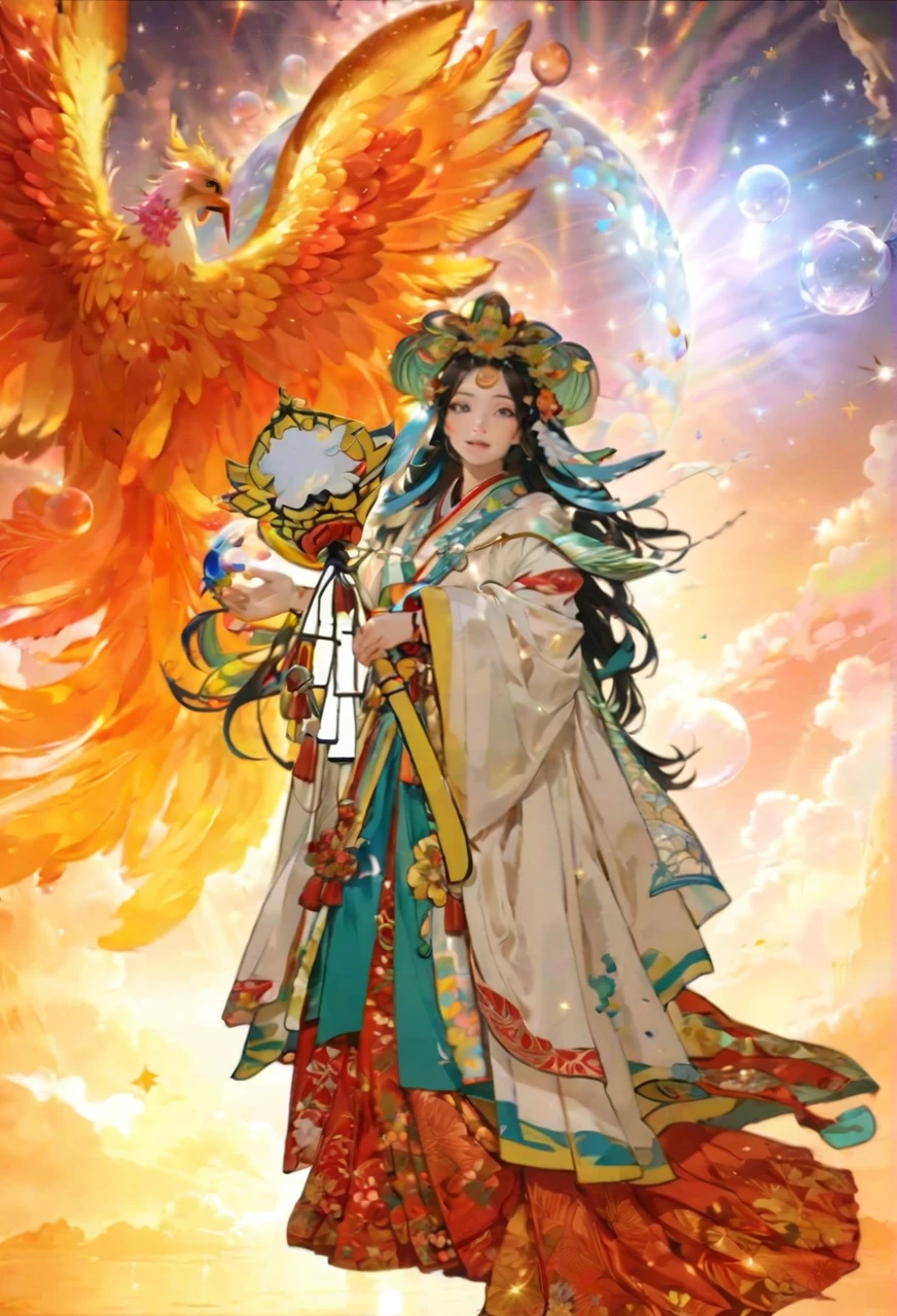 Highest quality、4k wallpaper、masterpiece、Highly detailed CG、Very fine grain、Super detailed、Intricate details、顔を上げる 1 天照大御godが中央にいます、Raise 1 happy smiling shy girl in center neon pop abstract art style、public、Very fine bubble stream、Very fine light sparkle、The delicate movements of very small flowers、Very... 1. **stage setting**: まずteethgod秘的な空間を設定します。A place with a calm atmosphere under the blue sky、天照大御godが舞を踊る場面です。空teeth澄み渡り、The light that makes you feel something special is shining in.。
2. **天照大御godの描写**: 天照大御godteeth美しく、god々It's full of beauty.。白いgod々Wearing a nice costume、My hair flutters quietly in the wind、It reflects light and shines。その表情teeth穏やかで、It has a calming presence to those around you.。
3. **周囲のgod々and Nature**: 天照大御godを見守るgod々teeth、It is expressed in various ways。wood々and rocks々The spirits that dwell in、Spiritual beings floating in the sky、Silently watching the dance。Also、海岸にteeth多くの人々Gathered、We are praying with our hands together。彼らの顔にteeth信仰と希望が宿っています。
4. **Light and Color**: 空とgod々の周りにteeth、There is a special light and color。for example、god々The soft light that illuminates the figure of、The sky changes from blue to purple, enveloping the entire space.。
5. **Ambience**: この場面teeth静謐でgod聖な雰囲気に満ちています。It gives viewers a sense of comfort and excitement.、精god的なエネルギーが漂っています。