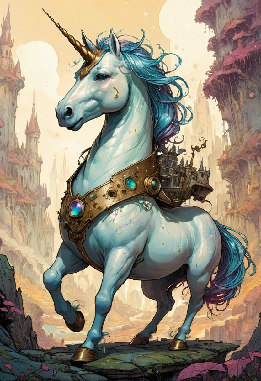 Fantasy unicorn, author：Brian Kesinger, best quality, masterpiece, Ultra-high detail, 8K