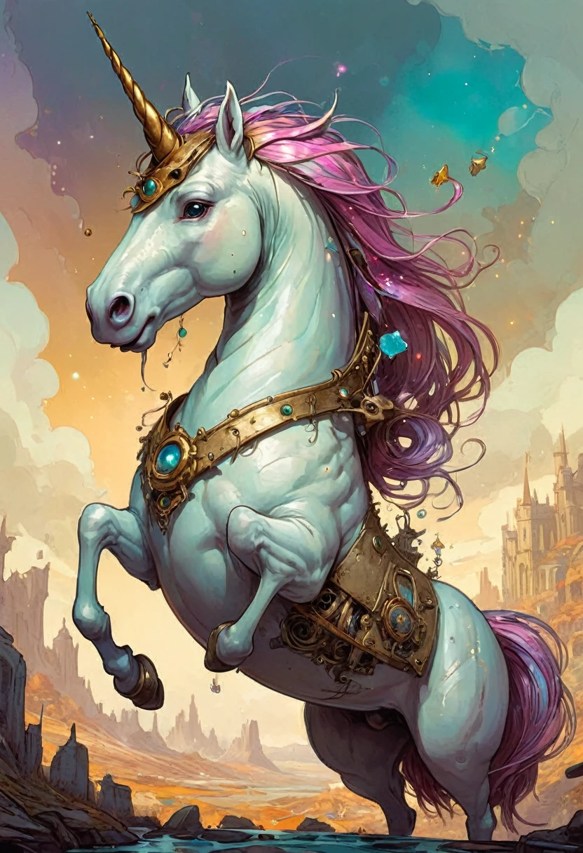 Fantasy unicorn, author：Brian Kesinger, best quality, masterpiece, Ultra-high detail, 8K