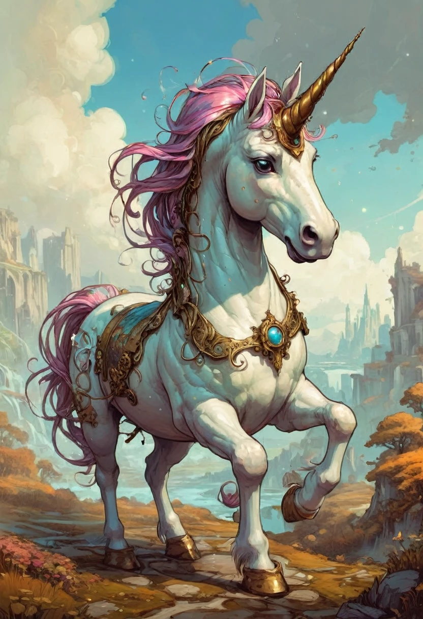 Fantasy unicorn, author：Brian Kesinger, best quality, masterpiece, Ultra-high detail, 8K