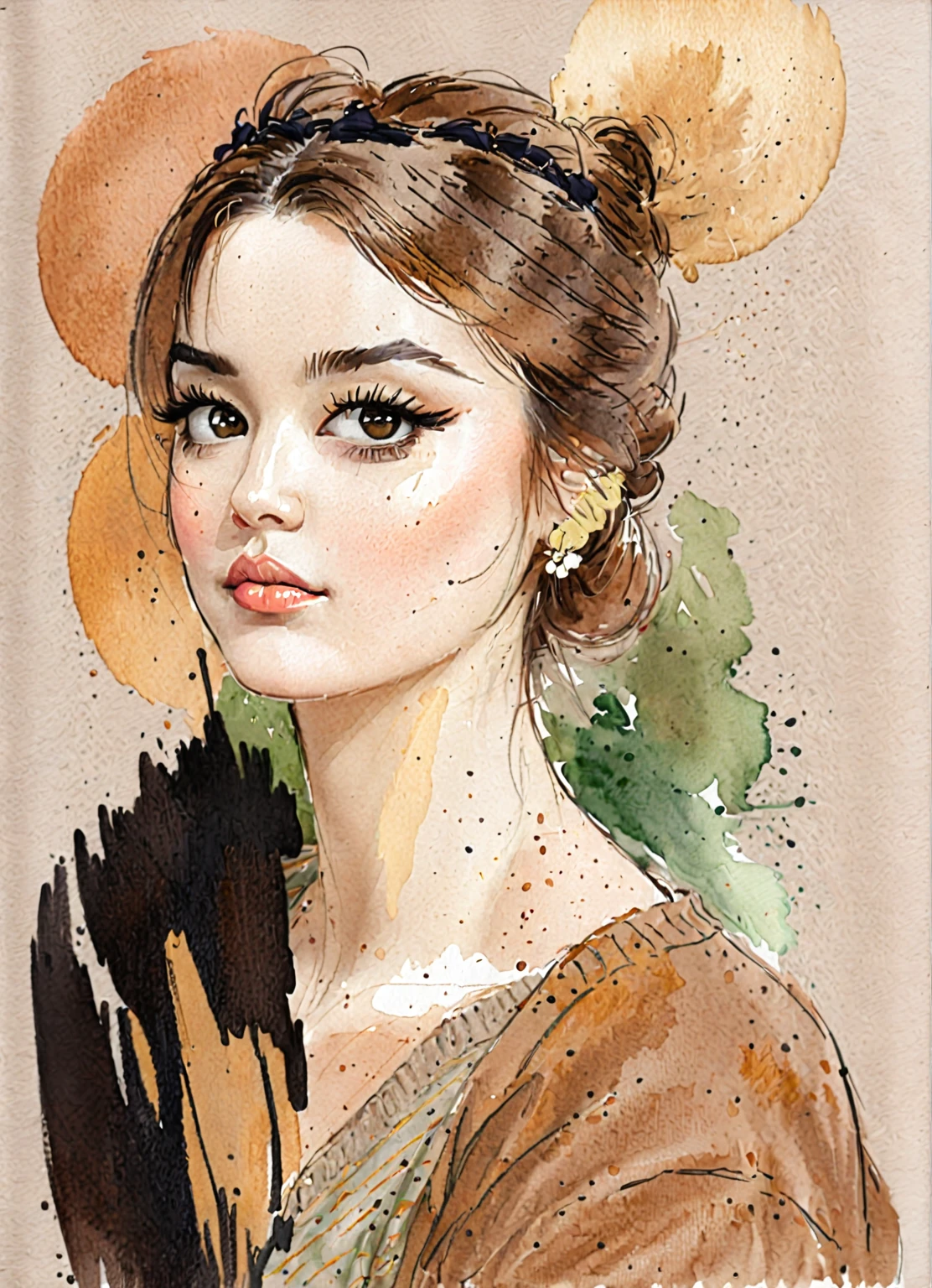 illustration of a woman with a messy bunt and a brown sweater, in the art style of bowater, a beautiful artwork illustration, feminine portrait, painterly illustration, trending on artstration, exquisite digital illustration, beautiful digital illustration, color portrait, illustration painting, illustration style, illustration art, watercolor illustration style, girl portrait, jinyoung shin art, in style of digital illustration