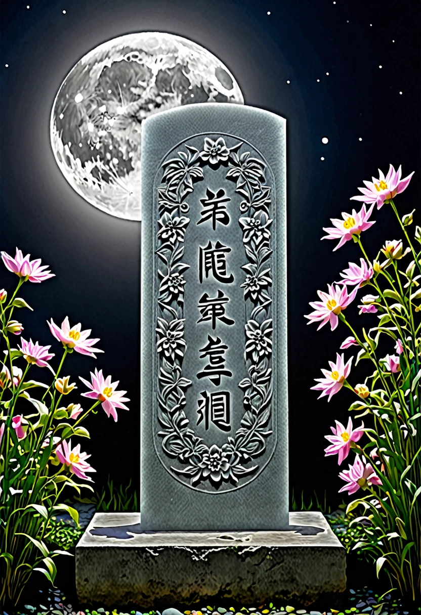 moonligh,stele,flowers,