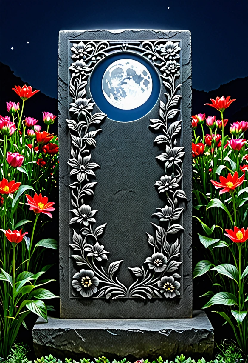 moonligh,stele,flowers,