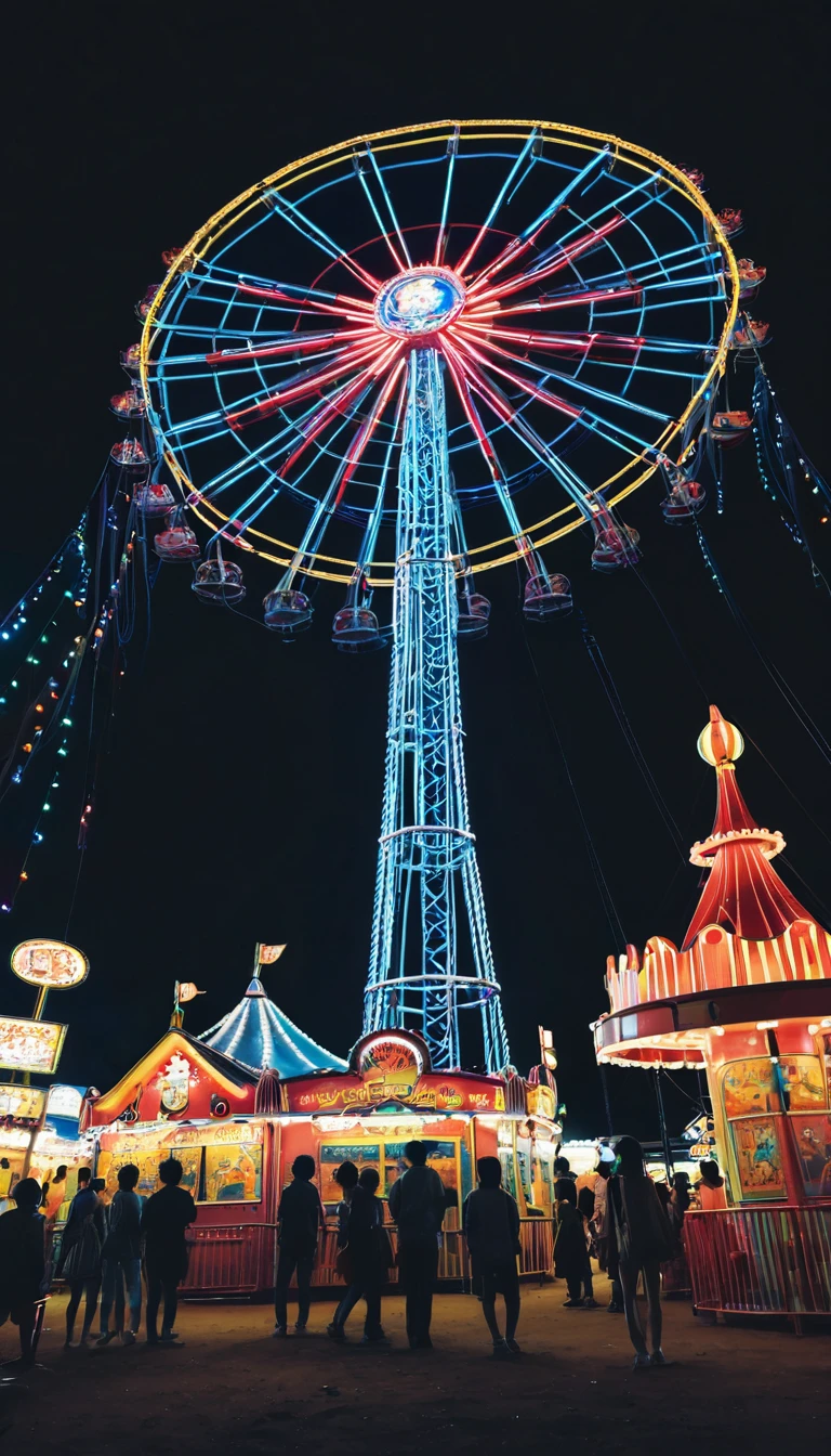 amusement park、night、Creepy、
