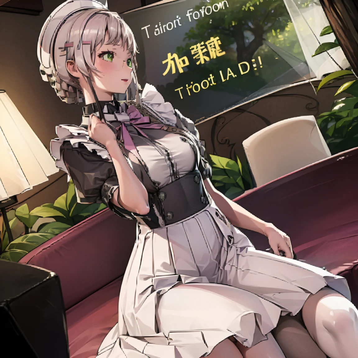 Two Women、Lesbian Kiss(1st person(Slim and classically made、Woman wearing glasses、Show your underwear、smile、Sheer lace underwear、Transparent maid clothes、Ade(dude))、Second Person(Japanese、Woman wearing glasses、Neon(nod)、Childish、Small breastini skirt))