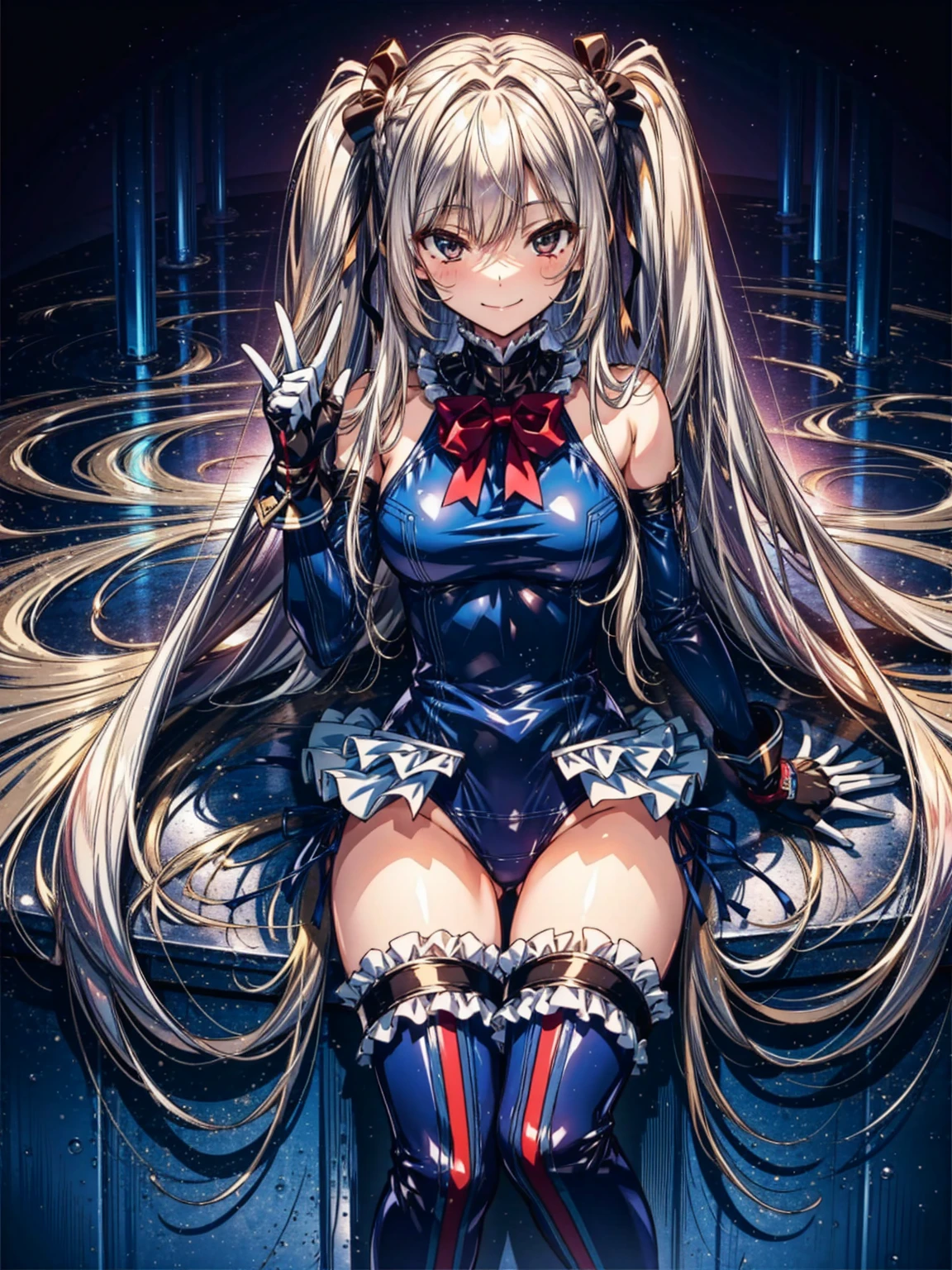 best masterpiece, ultra detailed, best quality, sharp focus, 12K, super high resolution picture, big tits,4K,Perfect Anatomy, highest quality, Marie Rose,Wicked Smile,Provocative attitude
,,Wicked Smile,Anime Style,(Ruffled swimsuit, Knee socks, Removed sleeve), (Anime Style:1.4) ,
,(White fingers:1.1,Black gloves),
Hollow Eyes,,1 Girl、(In the research facility),,(very long hair:1.6),(full body:1.3),(Tube connected to the crotch:1.8),nsfw
