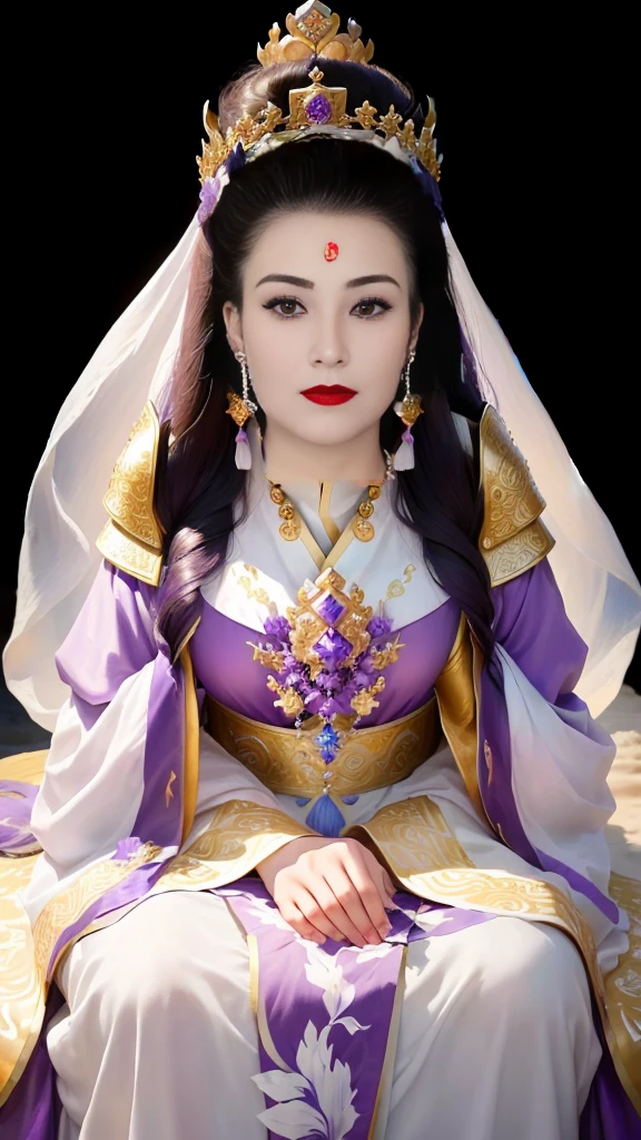 Wearing a purple dress，Wearing a crown，Arad women covered in white sand, Inspired by Huang Ji, A young woman plays, Queen of the Sea Mu Yanling, Chinese Empress, Inspired by Lv Ji, Chinese Princess, Inspired by trees, Kazakh Queen, Inspired by Guillaume, Inspired by Qiu Ying, Inspired by Wang Meng