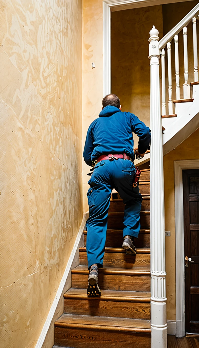 Man climbing a staircase that seems to have no end