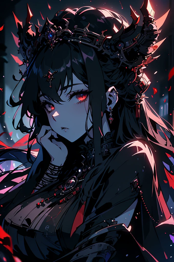 A luminous, enigmatic eldritch vampire, every brushstroke exudes an otherworldly allure: ethereal shimmering skin, cascading inky black hair, and piercing crimson eyes that seem to glow from within the painting. The watercolor image captures the essence of the vampire's supernatural beauty, with a haunting yet mesmerizing quality that draws viewers in. The vivid colors and intricate details showcase the skill of the artist, creating a striking and memorable portrayal of this mythical creature.