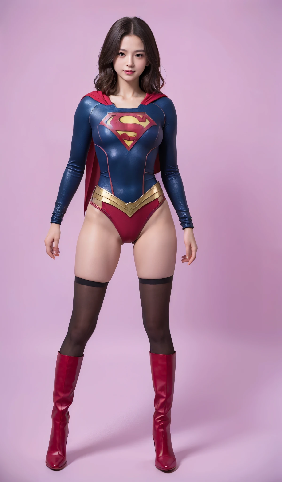No background、(((Sweating profusely))).(((Beautiful legs in black tights.)))、(((Legally express the beauty of your smile)))、((((Make the most of your original images)))、(((体にぴったりフィットするSupergirl Costume)))、(((Supergirl Costume)))、(((short and beautiful hair)))、(((suffering)))、(((Please wear black tights....、Wear red boots)))、((Best image quality、8K))、((Highest quality、8K、masterpiece:1.3))、(((Preserve background )))、Sharp focus:1.2、Beautiful woman with perfect figure:1.4、Slim Abs:1.2、Wet body:1.5、Highly detailed face and skin texture、8K