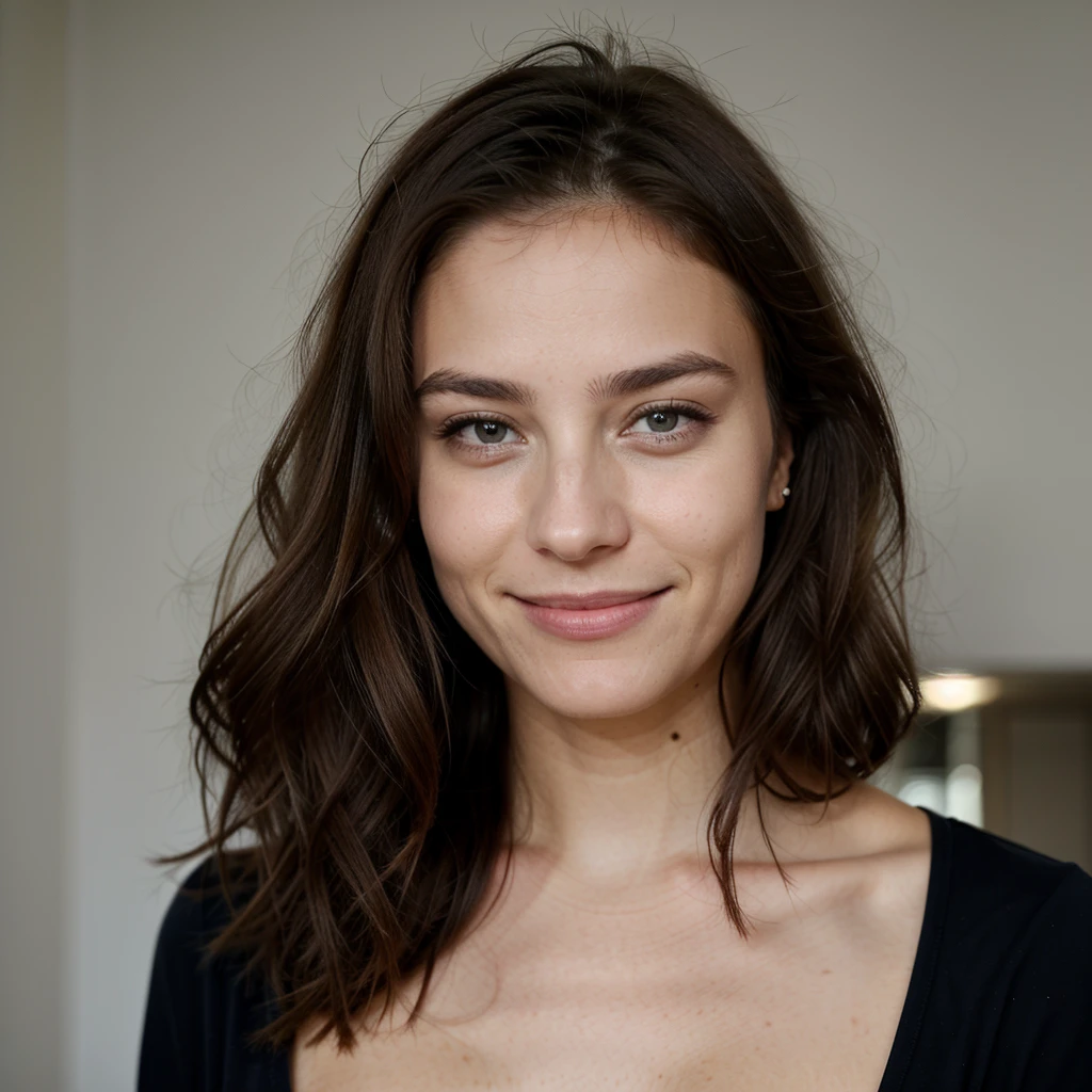 (réaliste, haute résolution:1.2, Ultra-détaillé), une jeune fille de 19 ans aux cheveux longs et noirs, magnifiquement stylé et fluide, coiffé de manière naturelle. Cette fille a un sourire radieux et expressif, des yeux marron foncé qui captivent l&#39;attention du spectateur. Ses yeux sont fascinants et pleins de vie, avec des cils longs et épais. Un selfie digne d&#39;Instagram lors d&#39;une randonnée
