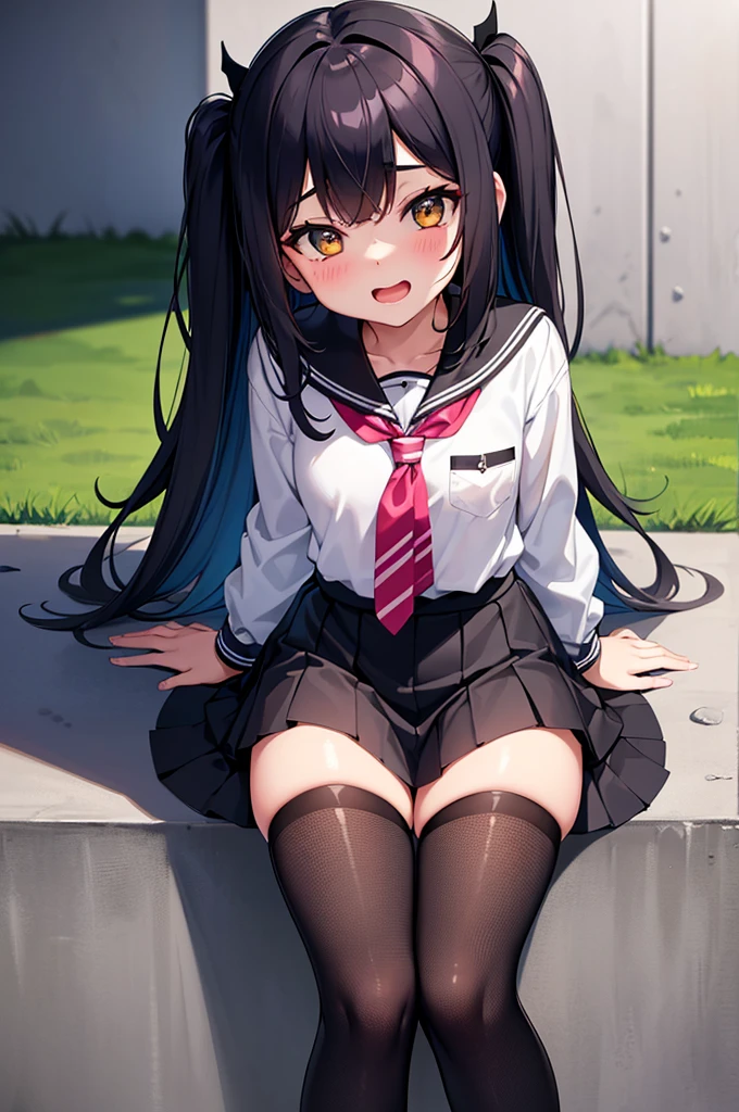 (Best quality, 8k, 32k, Masterpiece, UHD,:1.2),RAW, 1girl,ultra cute , natural lighting,transparent shining eyes, 20yo ,fair complexion, ((school uniform)), sitting on stairs, Closeup shot, wedgie, bending knees, show off panties, From front and Below, shy smiling, long straight hair, in winter, falling snow, Closing legs, long sleeve cardigan