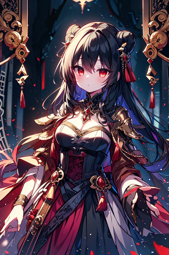 A luminous, enigmatic eldritch vampire, every brushstroke exudes an otherworldly allure: ethereal shimmering skin, cascading inky black hair, and piercing crimson eyes that seem to glow from within the painting. The watercolor image captures the essence of the vampire's supernatural beauty, with a haunting yet mesmerizing quality that draws viewers in. The vivid colors and intricate details showcase the skill of the artist, creating a striking and memorable portrayal of this mythical creature.