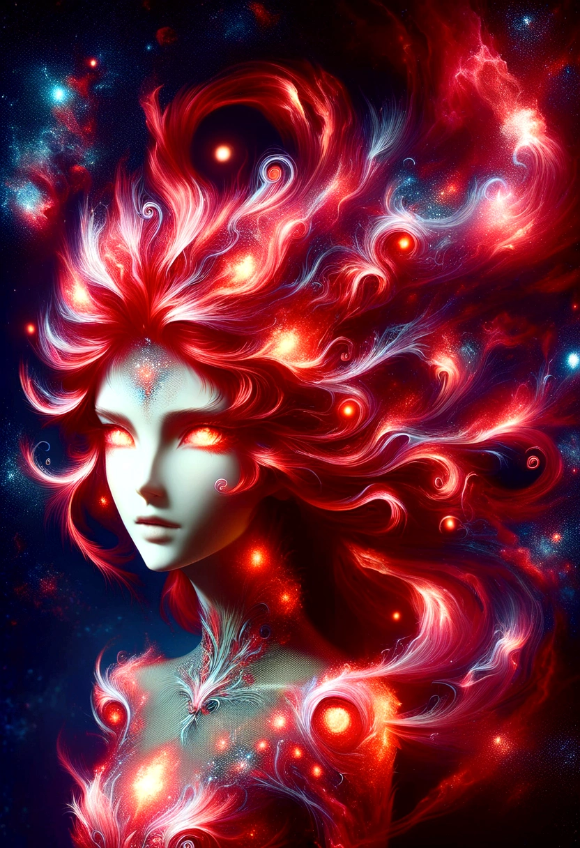 a woman with long red hair walking in the dark, zero two, red glowing hair, anime girl with long hair, long fire hair, with long red hair, with red glowing eyes, glowing red, gothic maiden anime girl, beautiful anime artwork, demon anime girl, anime cyberpunk art, anime girl with cosmic hair, beautiful anime art, red aura, red colored