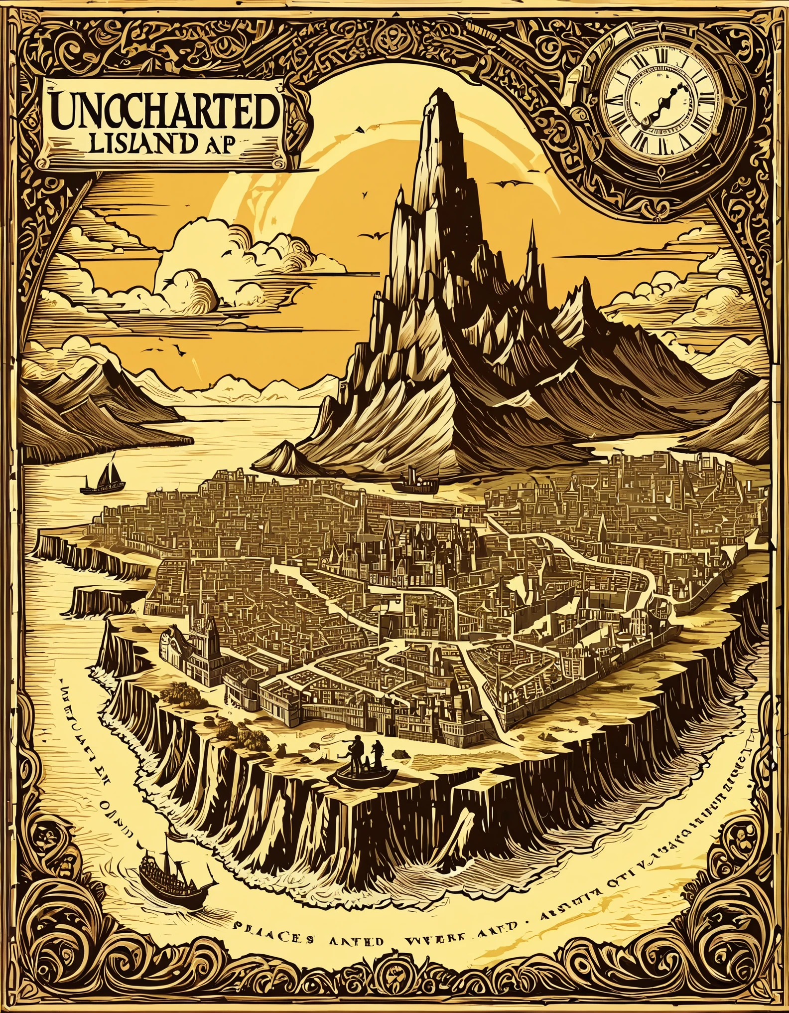 "It is not down on any map; true places never are."
Image Prompt: Illustrate a mysterious, uncharted island or landscape that captures the idea of uncharted territories and the unknown.