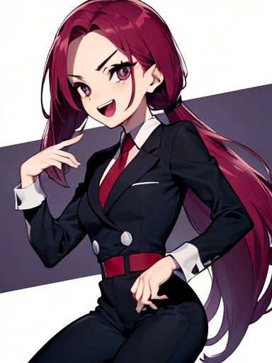 masterpiece, best quality, team rocket,team rocket uniform, twitch, laugh eyes,