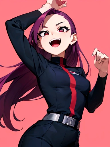 masterpiece, best quality, team rocket,team rocket uniform, twitch, laugh eyes,