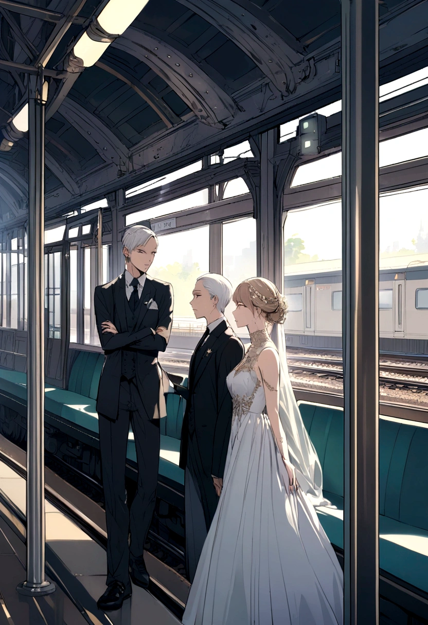 white man on railway
station