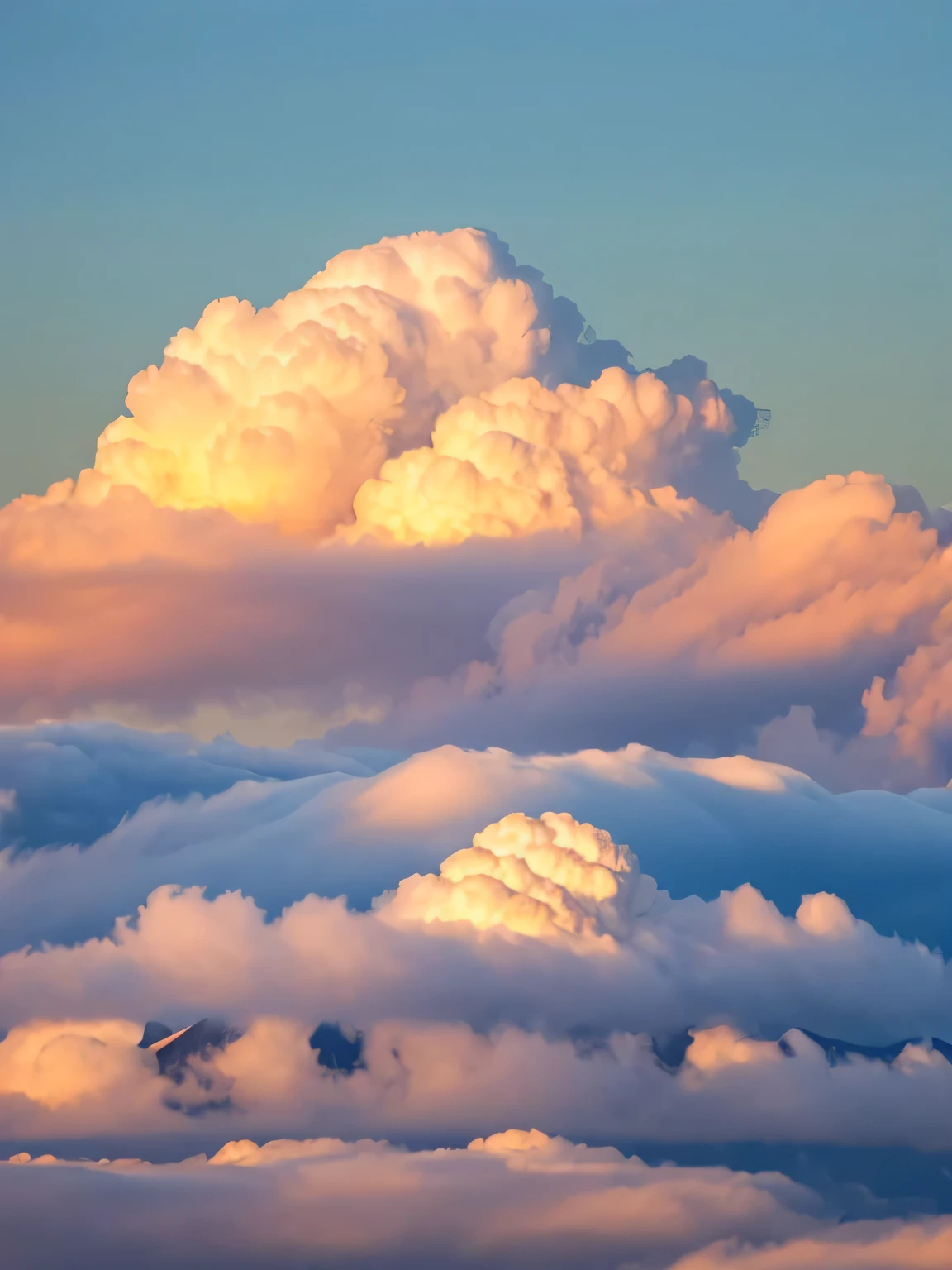 Two mountains,White cloud