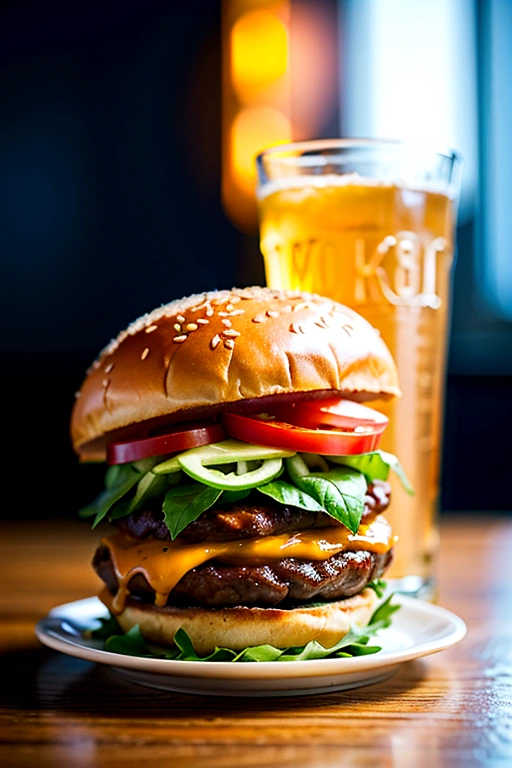 hamburger, french fries, One glass of soda, Super detailed, Ultra-realistic, High resolution