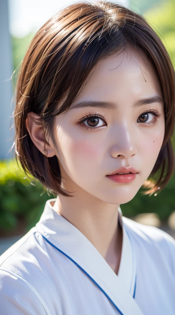 (chiayi:1.5), close up, masterpiece, best quality, raw photo, photorealistic, face, incredibly absurdres, beautiful girl, cute, short hair, depth of field, highres, ultra-detailed, finely detail, extremely detailed, extremely detailed eyes and face, sharp pupils, realistic pupils, sharp focus, ccinematic lighting