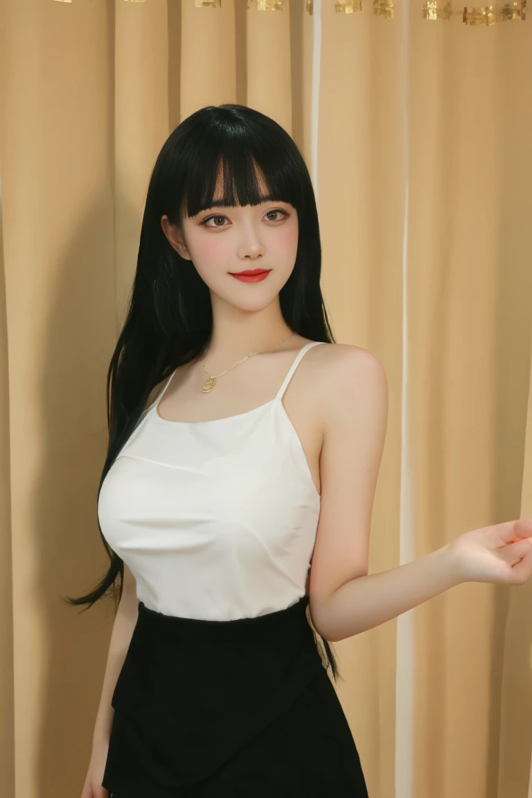 best quality, tmasterpiece,Ultra-high resolution,Clear face,(Reality:1.4),ferpect lighting,(full body), (photorealistic:1.50), anime wallpaper, Guviz style artwork, cover-up fantasy up to magic , by Yang J, Guviz, beautiful artwork illustration, beautiful digital artwork, beautiful digital illustration, Li Song, beautiful anime portrait, art style in Beauvot, 1girl, 独奏, long hair, black hair, (super Giant breasts), (shagging breasts), black Dress, standing, (looking at viwer),