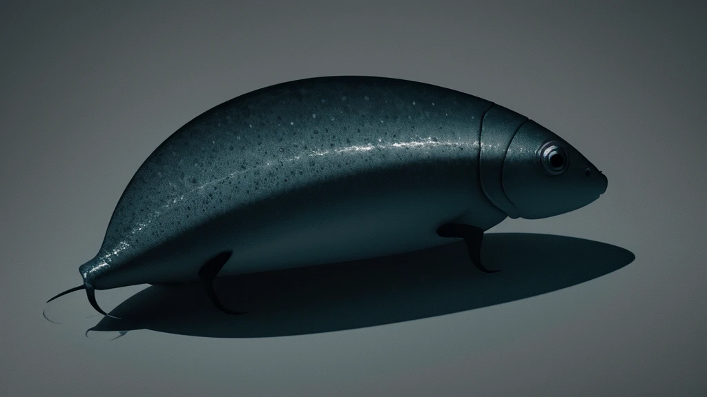 dark and mysterious, A sketch-style drawing of a Triops louti, highlighting its distinctive features in a minimalist yet detailed manner, deep teal and light grey color scheme, splitlight effect, profesional photography, hard shadows, high contrast, dark shadows and fog, blurred, neo-expressionism