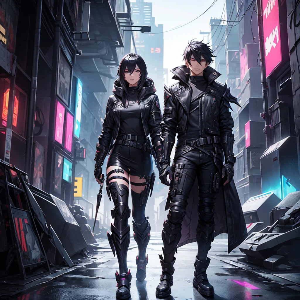 male character. he has an armor-like outfit. cyberpunk style. character looks like Sett from League of Legends