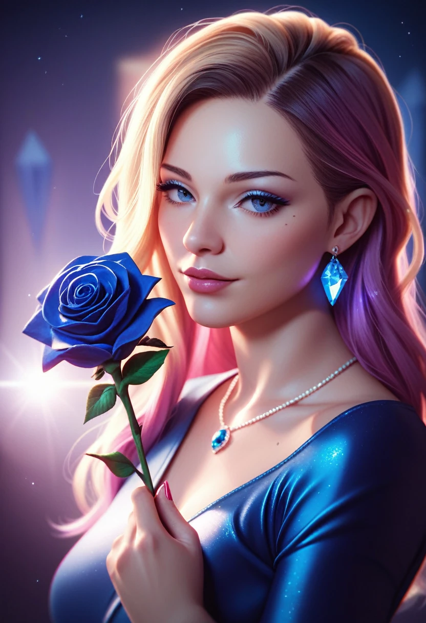 Crystal Rose， peculiar, galaxy, clean, shiny, shiny, brilliant, rich and colorful, Stunning photography, Dramatic Lighting, Photorealism, Extremely detailed, 4K, Depth of Field, high resolution