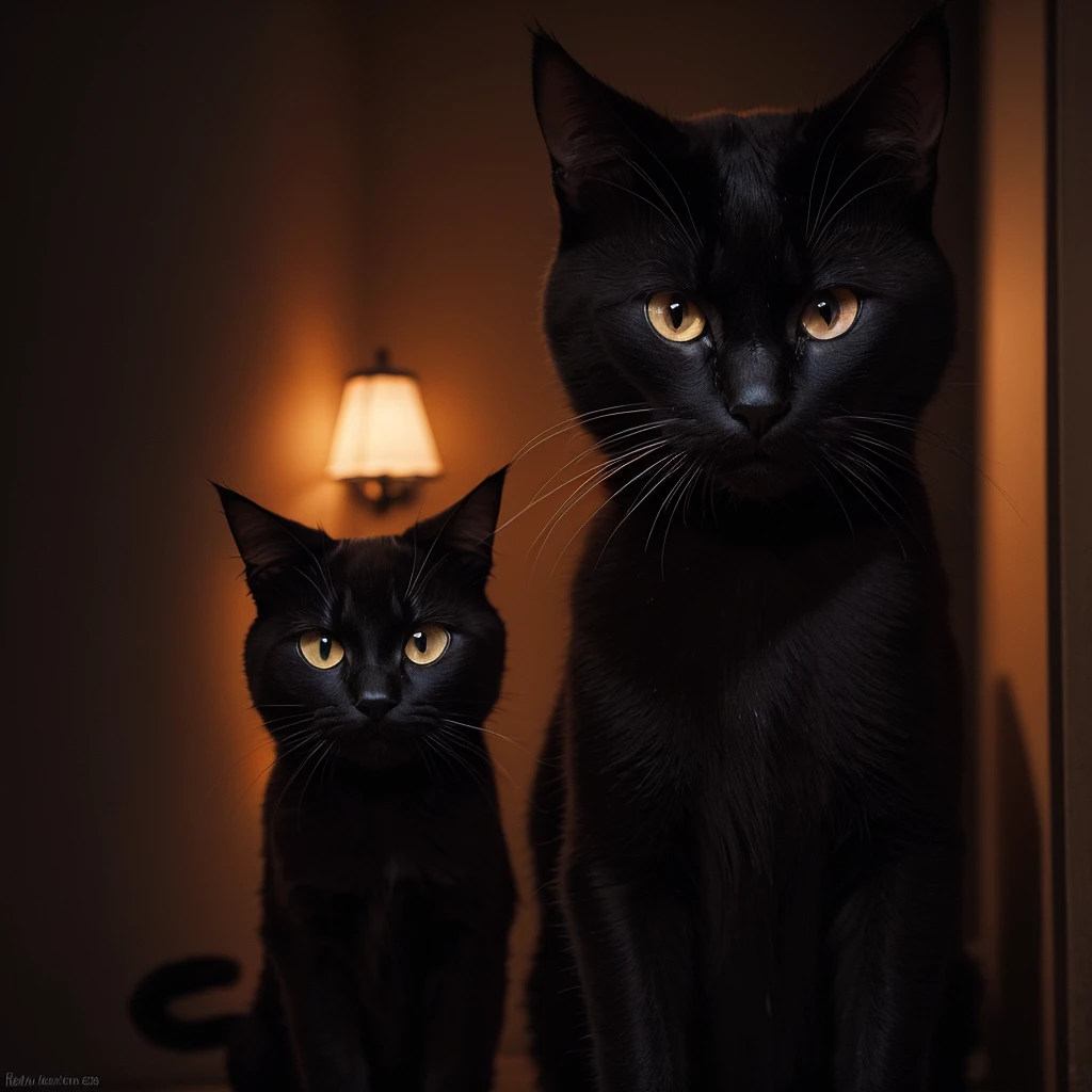 Black cat in the dark