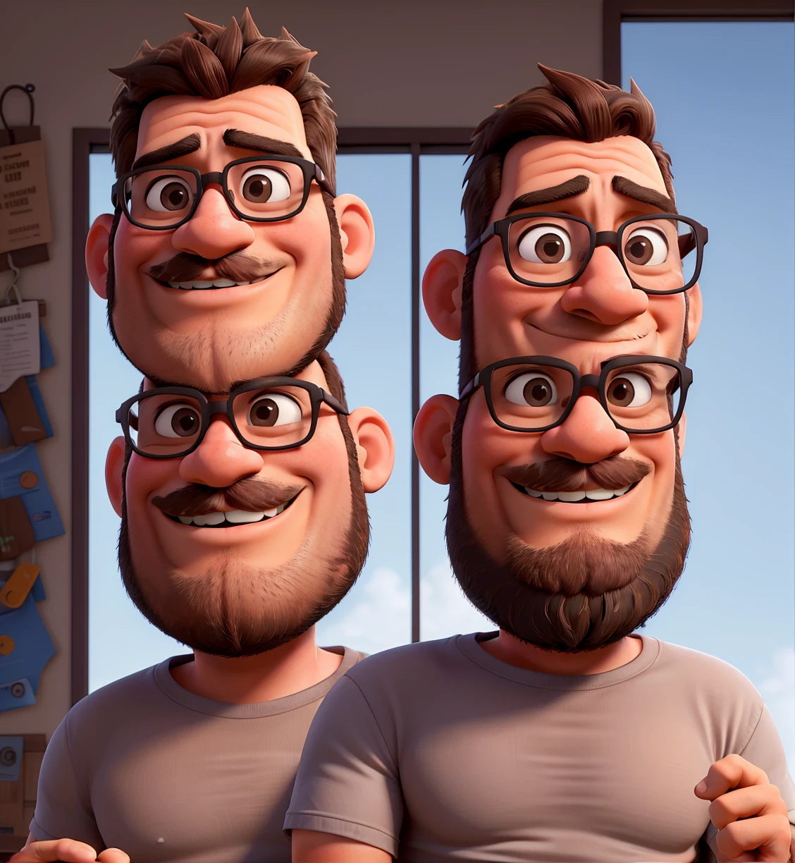 Average 30-year-old man with short brown beard, cabelos castanhos curtos, glasses ,olhos castanhos, ao fundo uma diversidade de pessoas,  no fundo uma cidade, text Franciel Britos caption fights for diversity and inclusion.