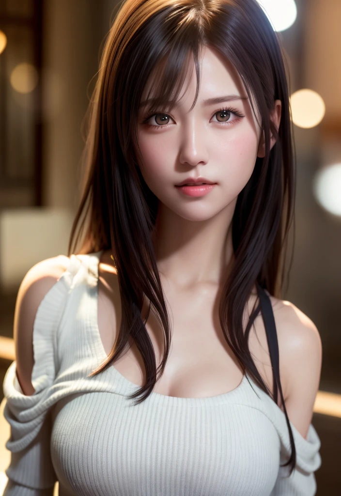 Best Quality, masutepiece, 超A high resolution, (Photorealistic: 1.4), Raw photo, 1girl in, off shoulders, Cinematic lighting, Kiss Pose, Heterochromia