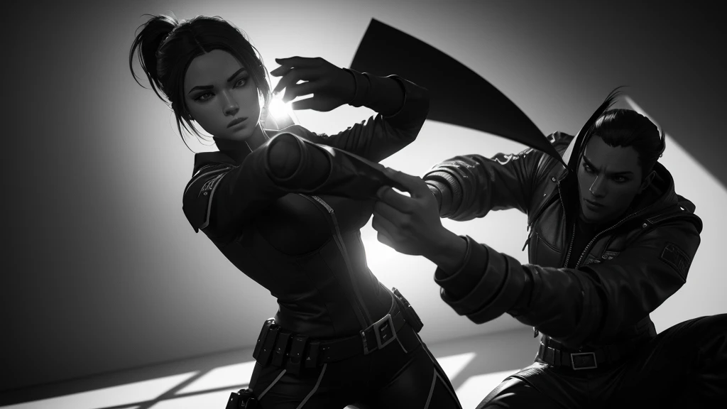 3d model, Halcampa jessiae, black and white monochromatic palette, grey scale, splitlight effect, profesional photography, hard shadows, high contrast, figure, octane render volumetric, highly detailed videogame aesthetic